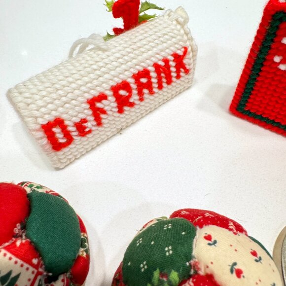 Lot of 10 Handmade Christmas Ornament and Decorations Knit Crochet Cross Stitch - Picture 8 of 9